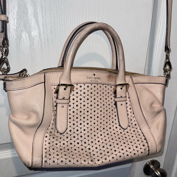 kate spade Handbags - KATE SPADE SMALL STRAW LEATHER SATCHEL Crossbody Tote BAG PURSE See Description